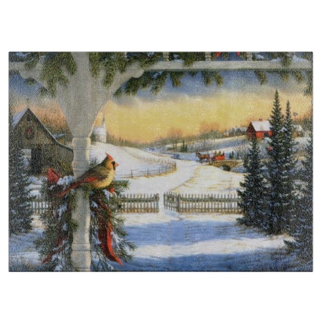 Vintage Christmas Bird Cutting Board (Front)