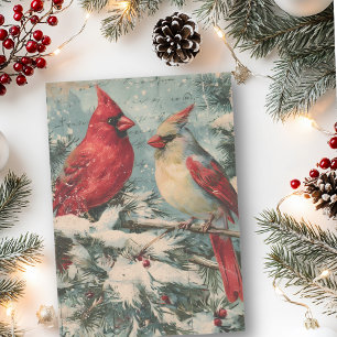 Vintage Christmas Bird Red Cardinal  Tissue Paper