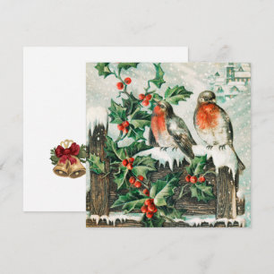 Vintage Christmas birds Holiday card