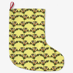 Vintage Christmas Birds & Holly Large Christmas Stocking