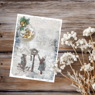 Vintage Christmas Birds Scrapbook Paper