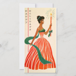 Vintage Christmas Black Lady Holiday Card