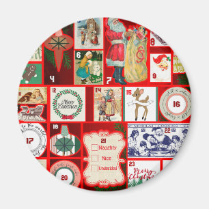 Vintage Christmas Block Advent Calendar Grid Art Magnet