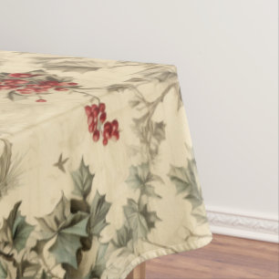 Vintage Christmas Blue Jay Red Mockingbird  Tablecloth