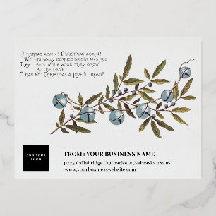 Vintage Christmas Blueberries Corporate Logo Foil Holiday Postcard