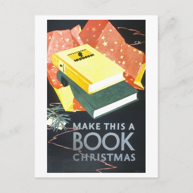 Vintage Christmas Book Poster Postcard (Front)