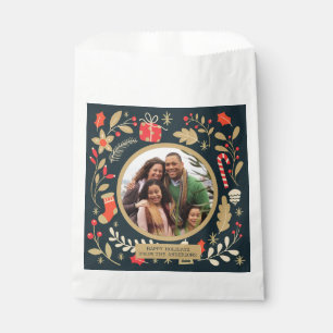 Vintage Christmas Botanical Family Photo Favour Bags