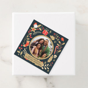 Vintage Christmas Botanical Family Photo Favour Tags