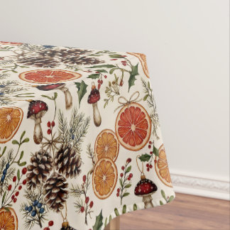 Vintage Christmas Botanicals Tablecloth