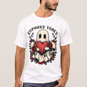 Vintage Christmas Bow,Funny Halloween Ghost  T-Shirt