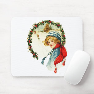 Vintage Christmas Boy Mouse Mat