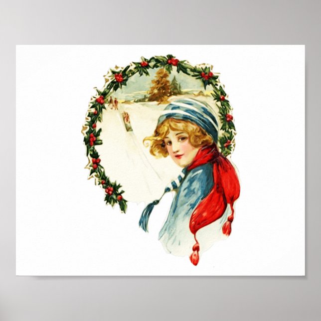 Vintage Christmas Boy Poster (Front)