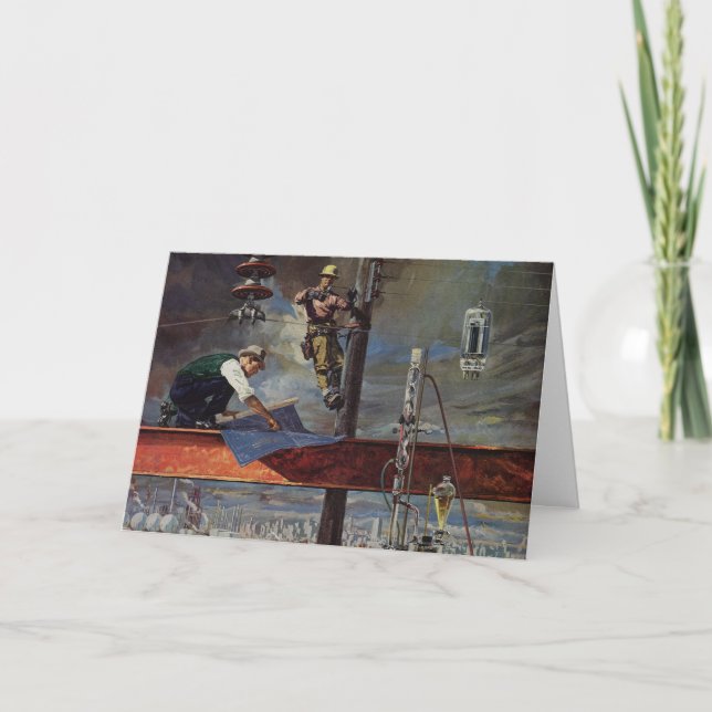 Vintage Christmas, Building Construction Business Holiday Card (Front)