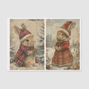 Vintage Christmas Bunnies - 2 designs per sheet