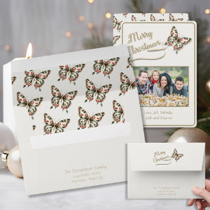 Vintage Christmas Butterfly Envelope
