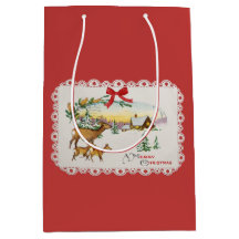 Vintage Christmas Cabin & Deer