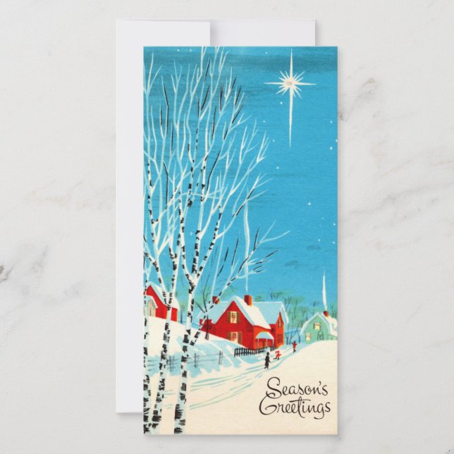 Vintage Christmas Cabin Holiday Card (Front)
