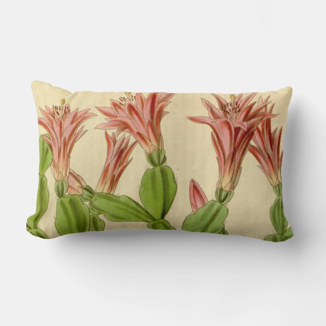 Vintage Christmas Cactus Lumbar Pillow (Front)