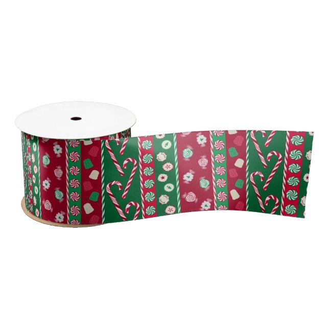 Vintage Christmas Candies Satin Ribbon (Spool)