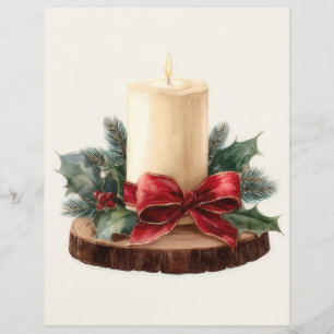 Vintage Christmas Candle Scrapbook Paper
