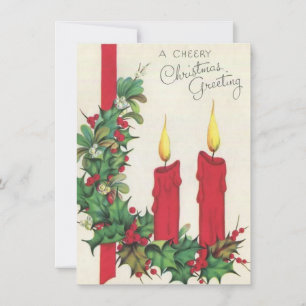 Vintage Christmas Candles Holiday Card