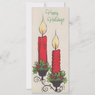 Vintage Christmas Candles Holiday Card
