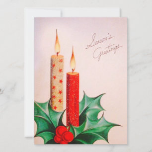 Vintage Christmas Candles Holiday Card