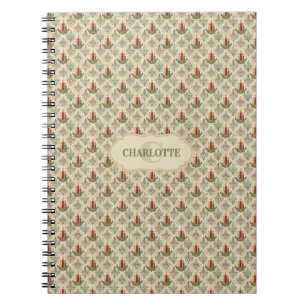 Vintage Christmas Candles & Ornaments Monogram Notebook