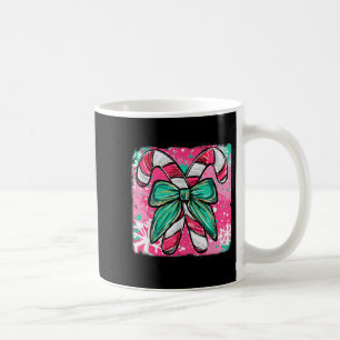 Vintage Christmas Candy Cane Art Coquette Bow Xmas Coffee Mug