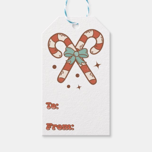 Vintage Christmas Candy Cane Gift Tags (Front)