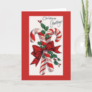 Vintage Christmas - Candy Cane Greetings, Holiday Card