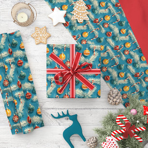 Vintage Christmas: Candy Canes & Ornaments Wrapping Paper