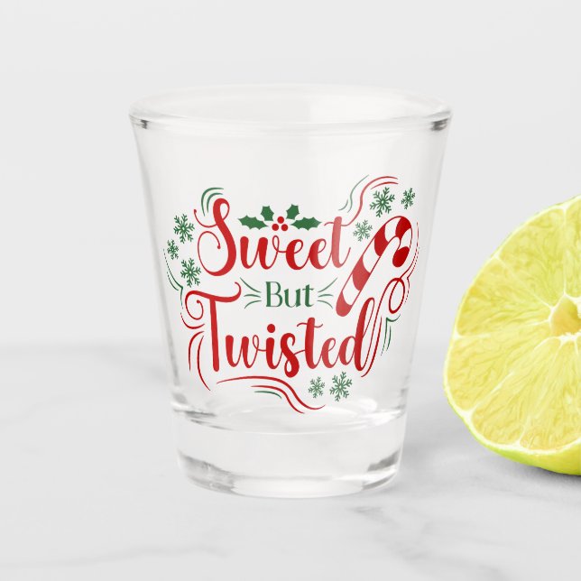 Vintage Christmas Candy Canes Shot Glass (Front)