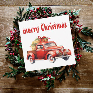 Vintage Christmas car holiday card