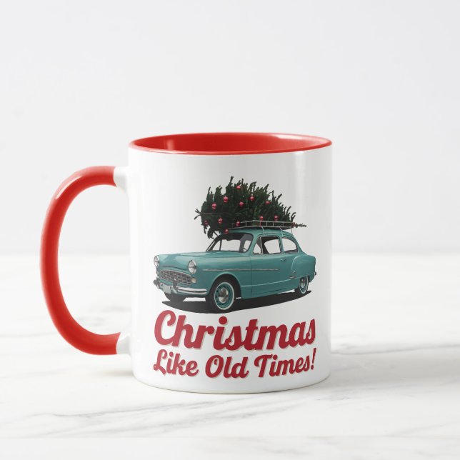 Vintage Christmas Car – Old Times Holiday Mug (Left)