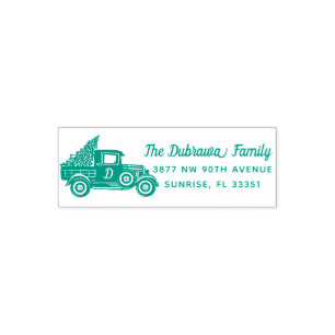 Vintage Christmas Car Self-inking Stamp