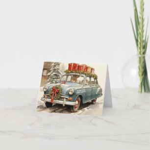 Vintage Christmas Car with Presents Card