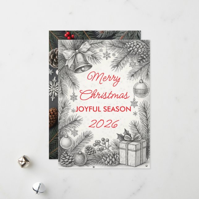 Vintage Christmas Card (Front/Back In Situ)