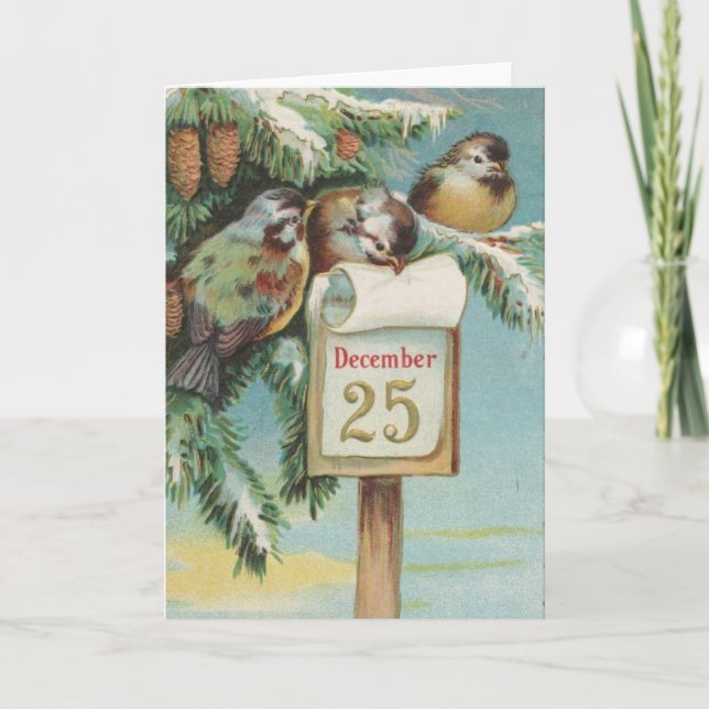 Vintage Christmas Card | 25th December birds (Front)