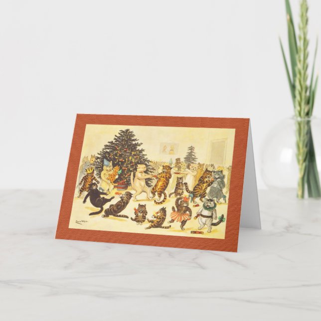 Vintage Christmas Card, Arthur Thiele Cats Holiday Card (Front)