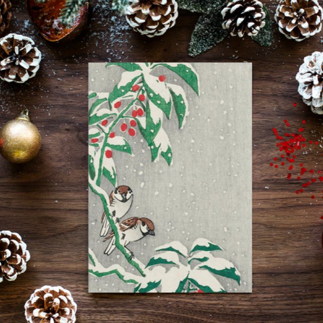 Vintage Christmas Card | Birds in Snow Holly (Creator Uploaded)