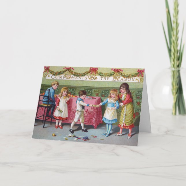 Vintage Christmas Card | Children  (Front)