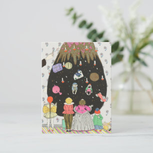 Vintage Christmas Card   Children Christmas Tree 