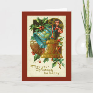 Vintage Christmas Card   christmas bells