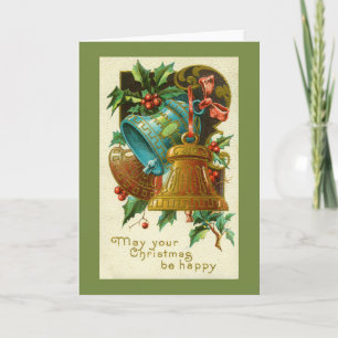 Vintage Christmas Card christmas bells