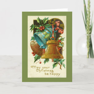 Vintage Christmas Card   christmas bells
