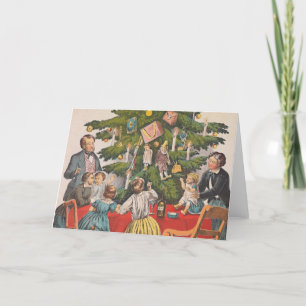 Vintage Christmas Card   Christmas Tree Children