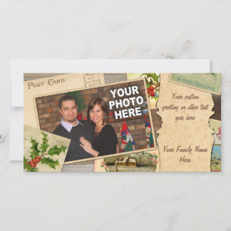 Vintage Christmas Card Collage w/Custom Photo Xmas