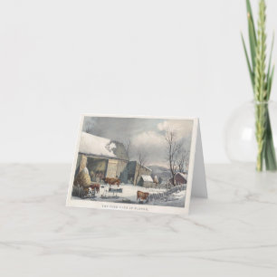 Vintage Christmas Card FARMYARD IN WINTER (1861)