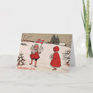 Vintage Christmas Card   Glædelig Jul Norway